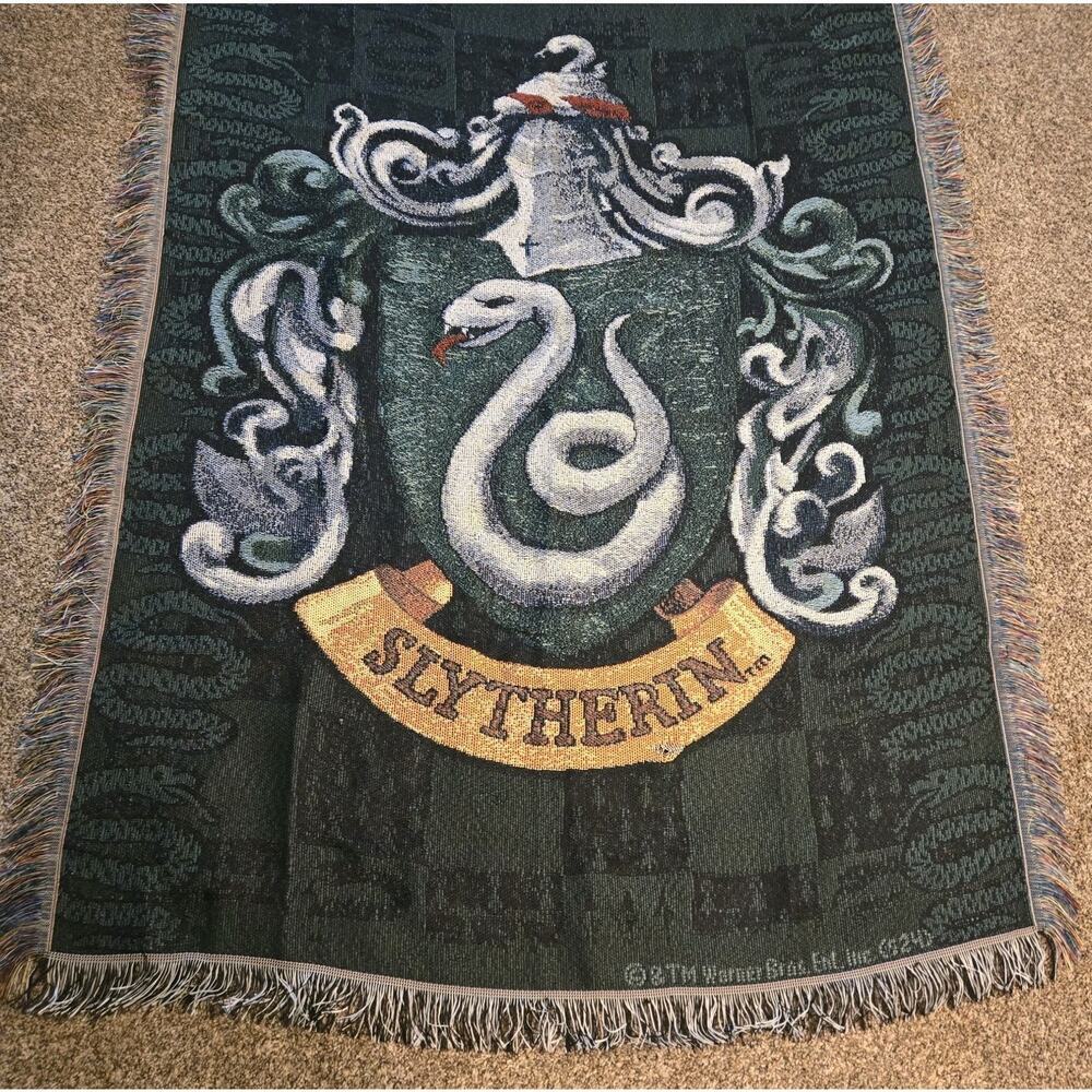 Slytherin Crest (Harry Potter) Woven Tapestry Throw Blanket 48x60" Fringe Movie